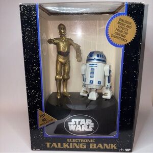 Star Wars Vintage Electronic Talking Musical Coin Bank 1995 w/Box C-3PO R2-D2